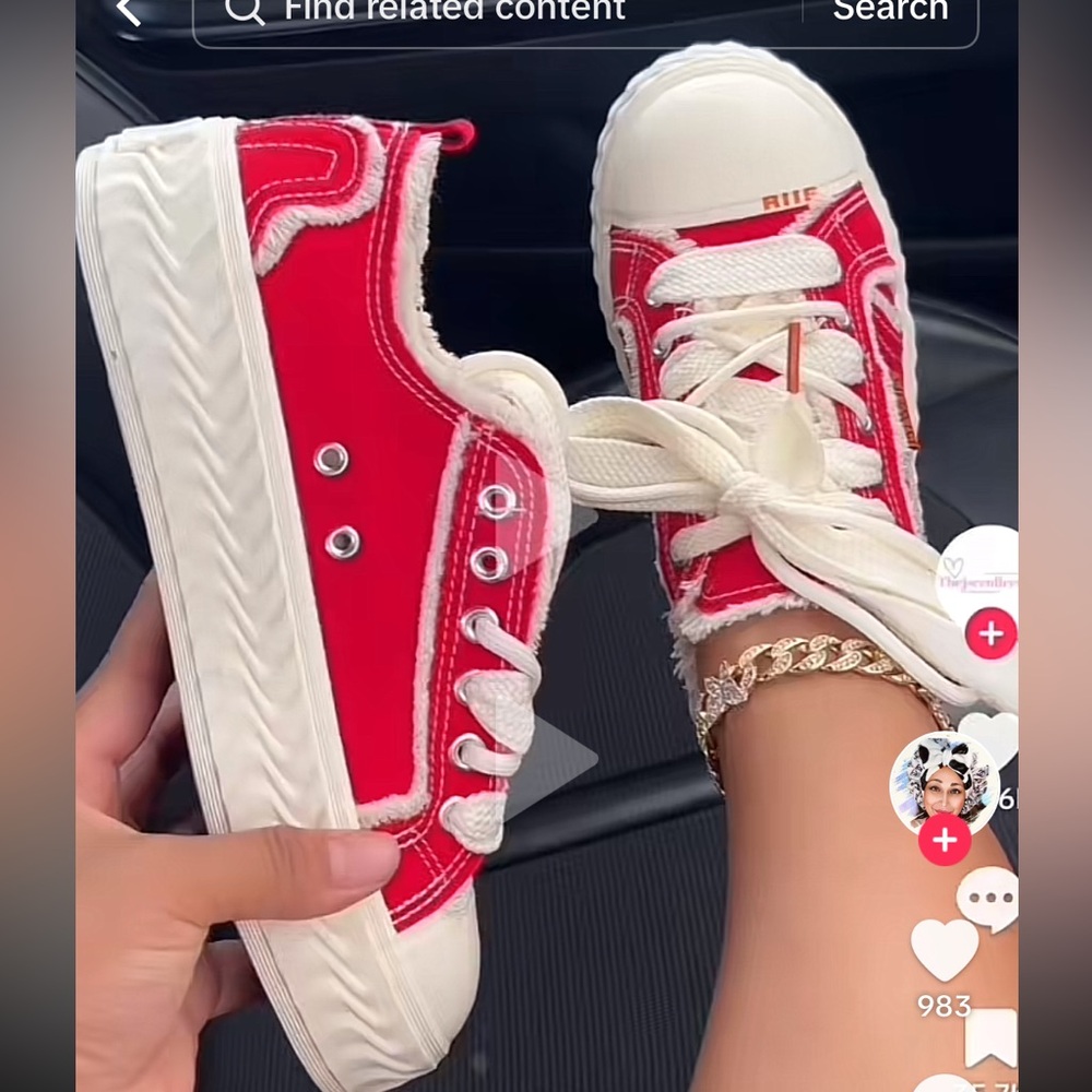 Red & White Platform Tennis Shoes (sneakers)